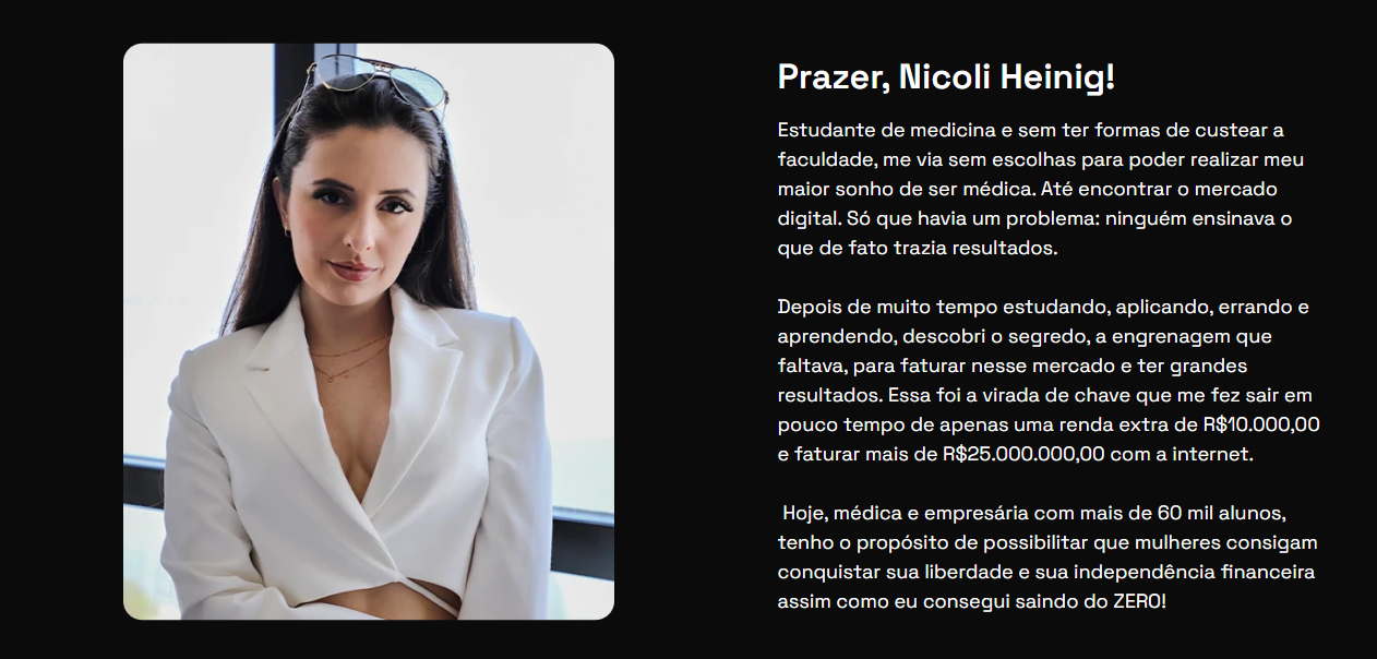 Apresentação pessoal da especialista em tráfego pago